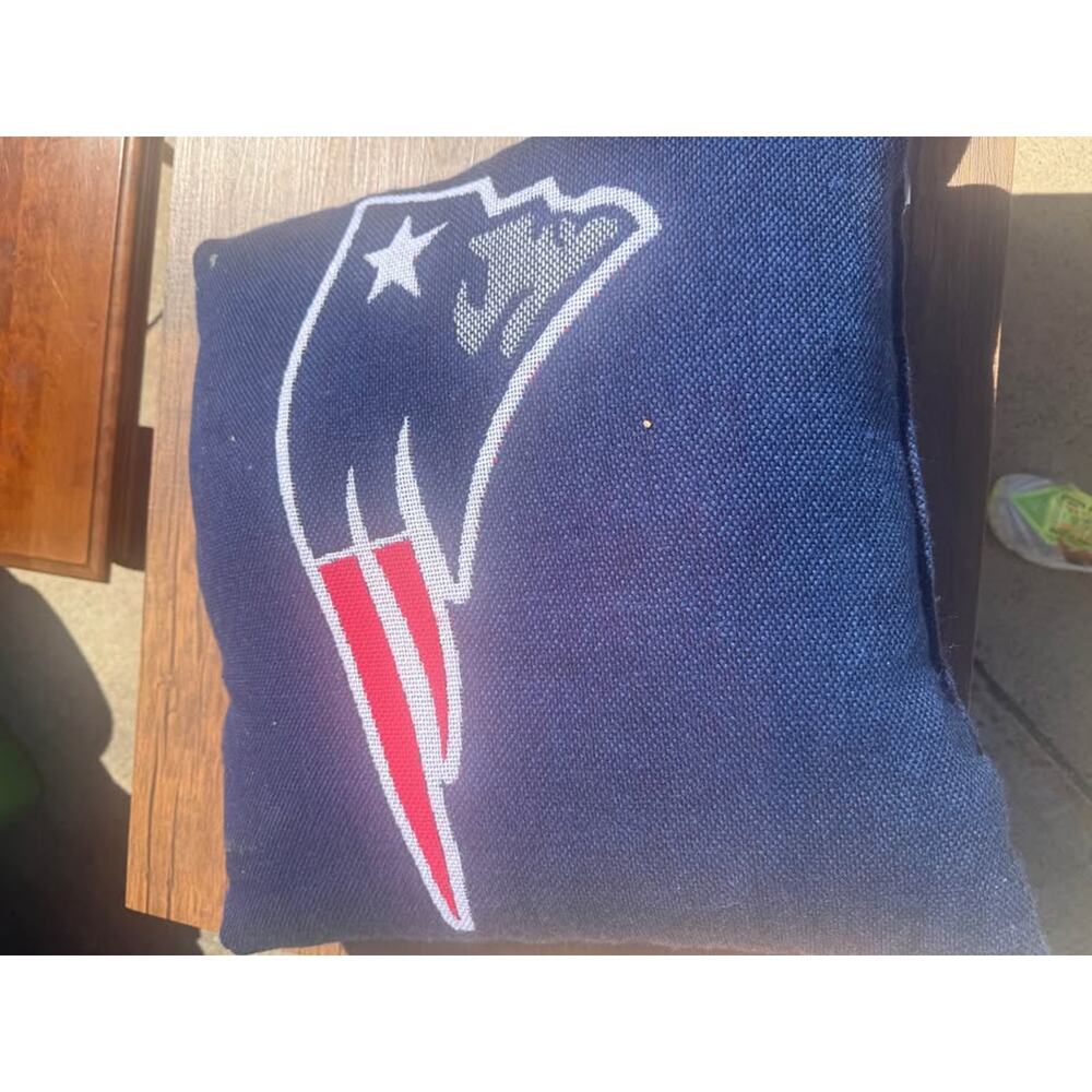 Pair of New England Patriots Football Knit Throw Pillows - Picture 3 of 6